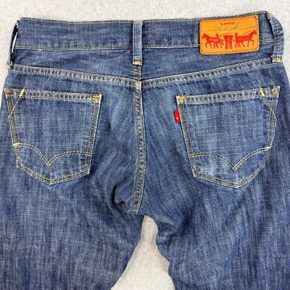 Levis 599 Red Skinny Straight Jeans Mens W30 L30 Medium Wash Blue Denim Low Rise